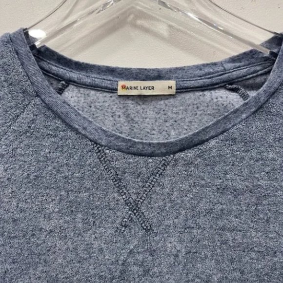Marine Layer Relaxed Fit Somers Sweatshirt Blue Denim Nep Medium - Picture 4 of 7
